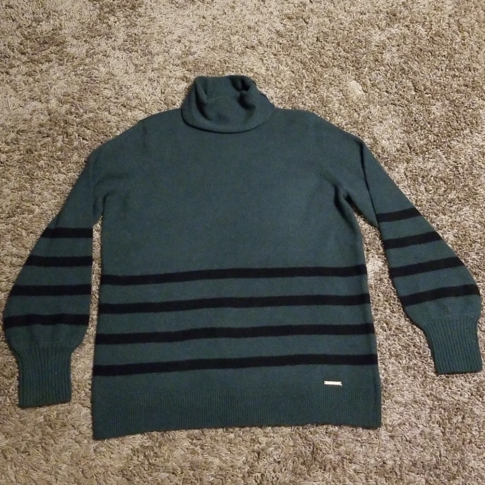 Michael Kors Green & Black Striped Sweater Size L